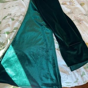 Handmade emerald green velvet bell bottoms